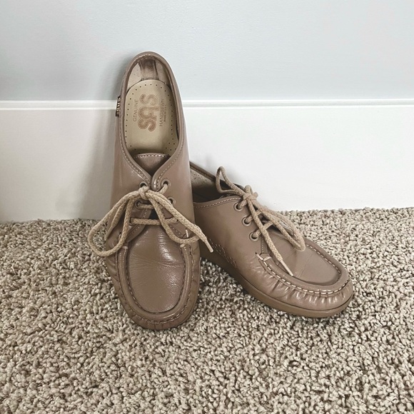 SAS Siesta Lace Up Moccasin Shoes Mocha Comfort Oxford Classic Office Size 4.5 M - Picture 10 of 16